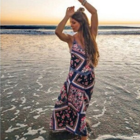 Free People Stevie Print Maxi Slip Dress Size Small - Picture 1 of 11